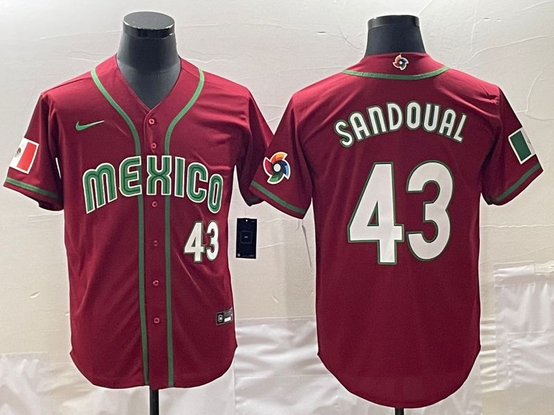 Men 2023 World Cub Mexico #43 Sandoual Red Nike MLB Jersey2